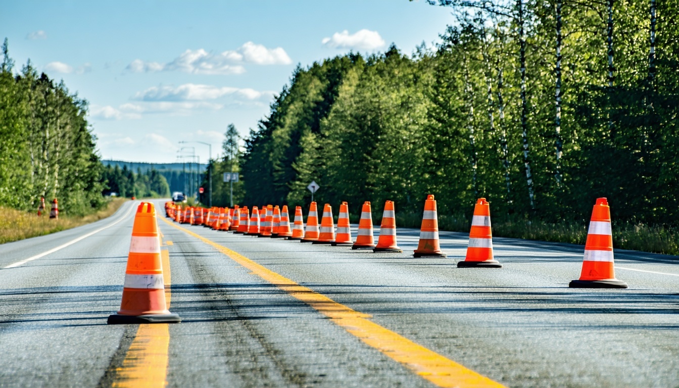Traffic cones enhancing road safety